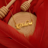 Candlescript Butterfly Style Name Necklace - Gold - Xctasy